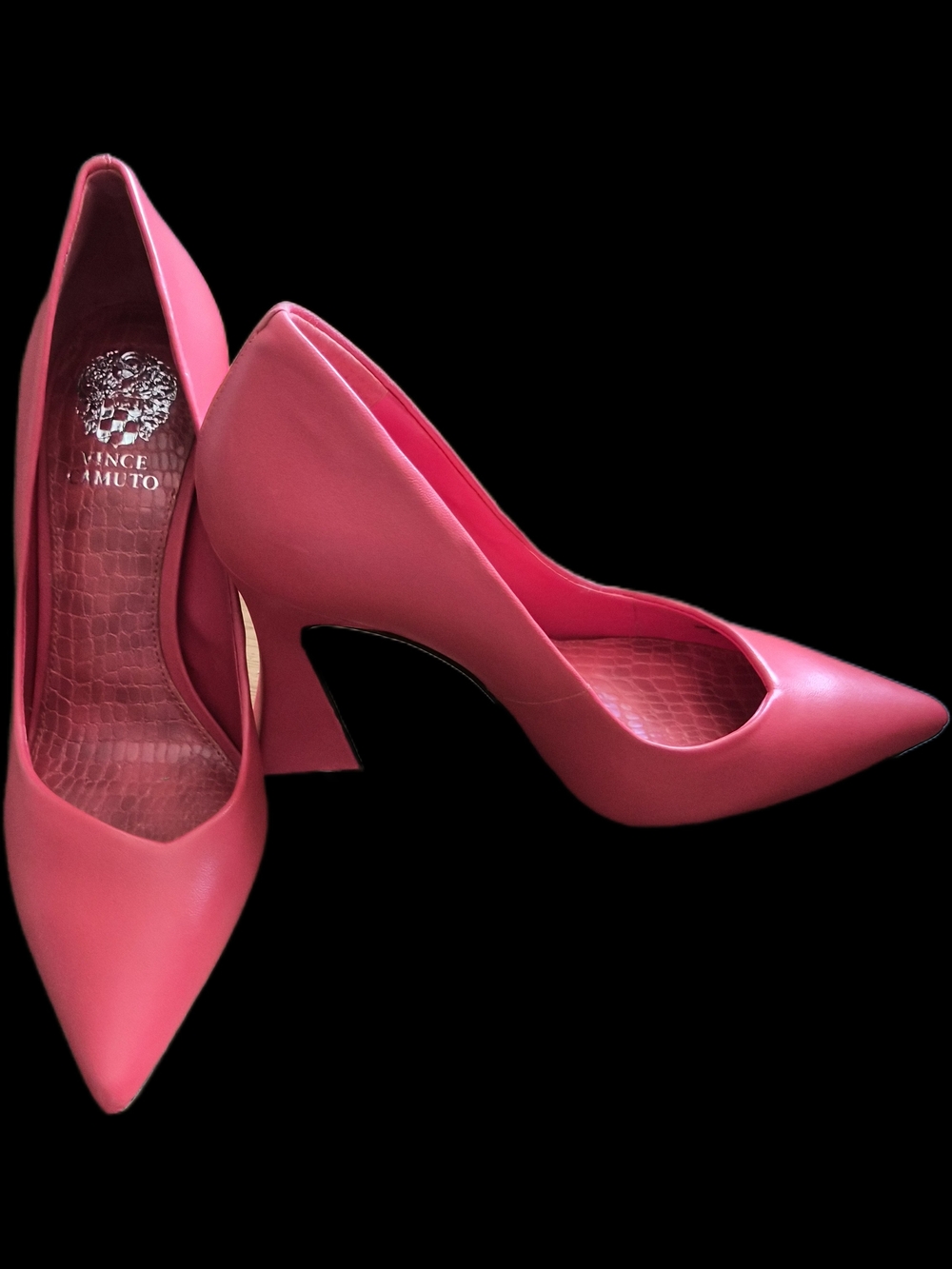 New Vince Camuto Bright Red Pointed-Toe Sculptural Heel Pumps
